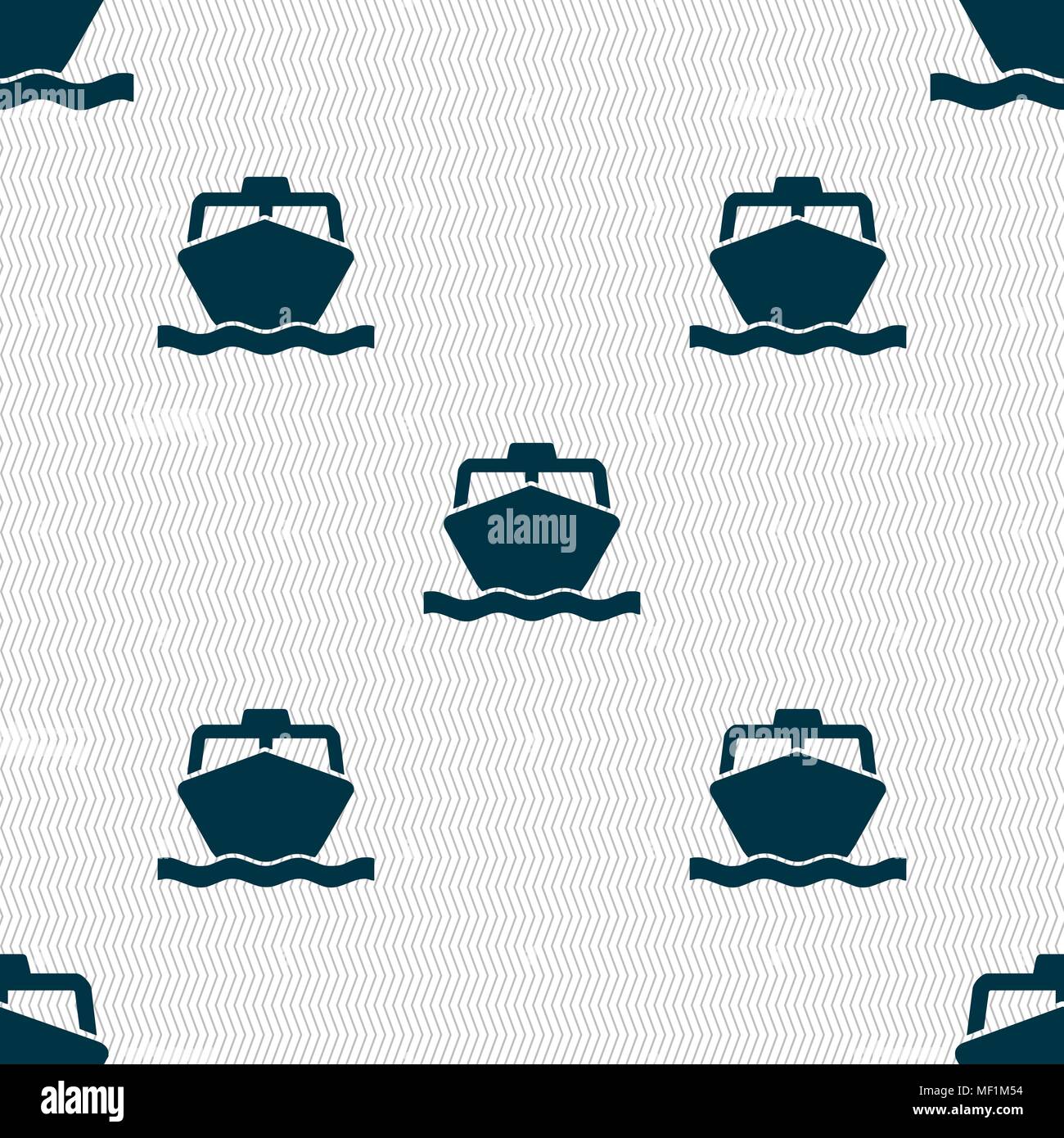 the boat icon sign. Seamless pattern with geometric texture. Vector illustration Stock Vector
