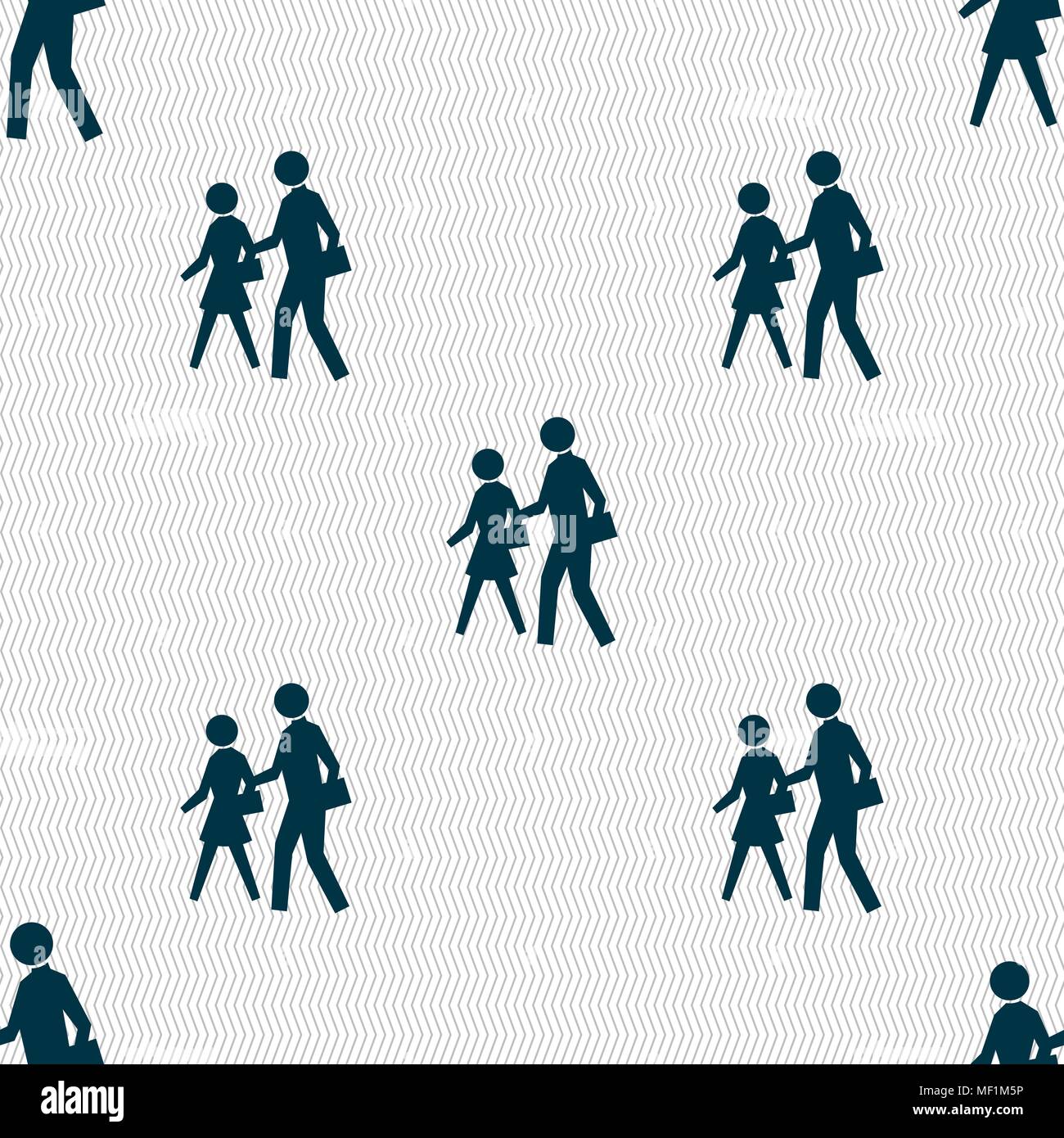 crosswalk icon sign. Seamless pattern with geometric texture. Vector illustration Stock Vector