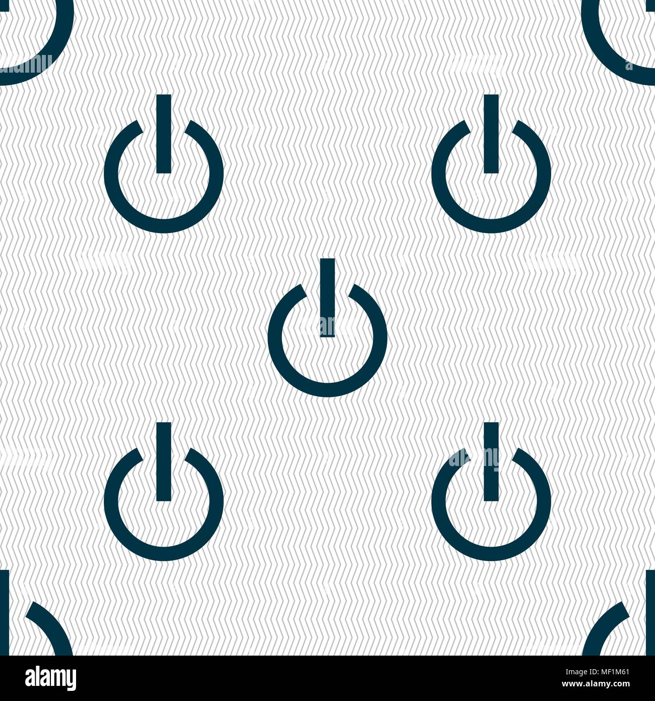 Power icon sign. Seamless pattern with geometric texture. Vector illustration Stock Vector