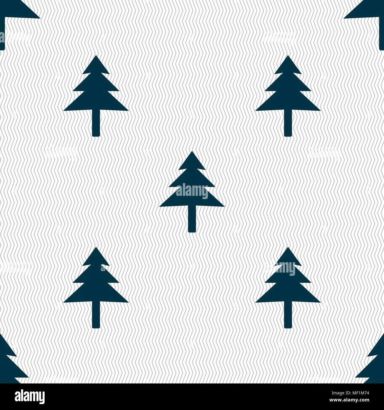 Christmas tree icon sign. Seamless pattern with geometric texture ...