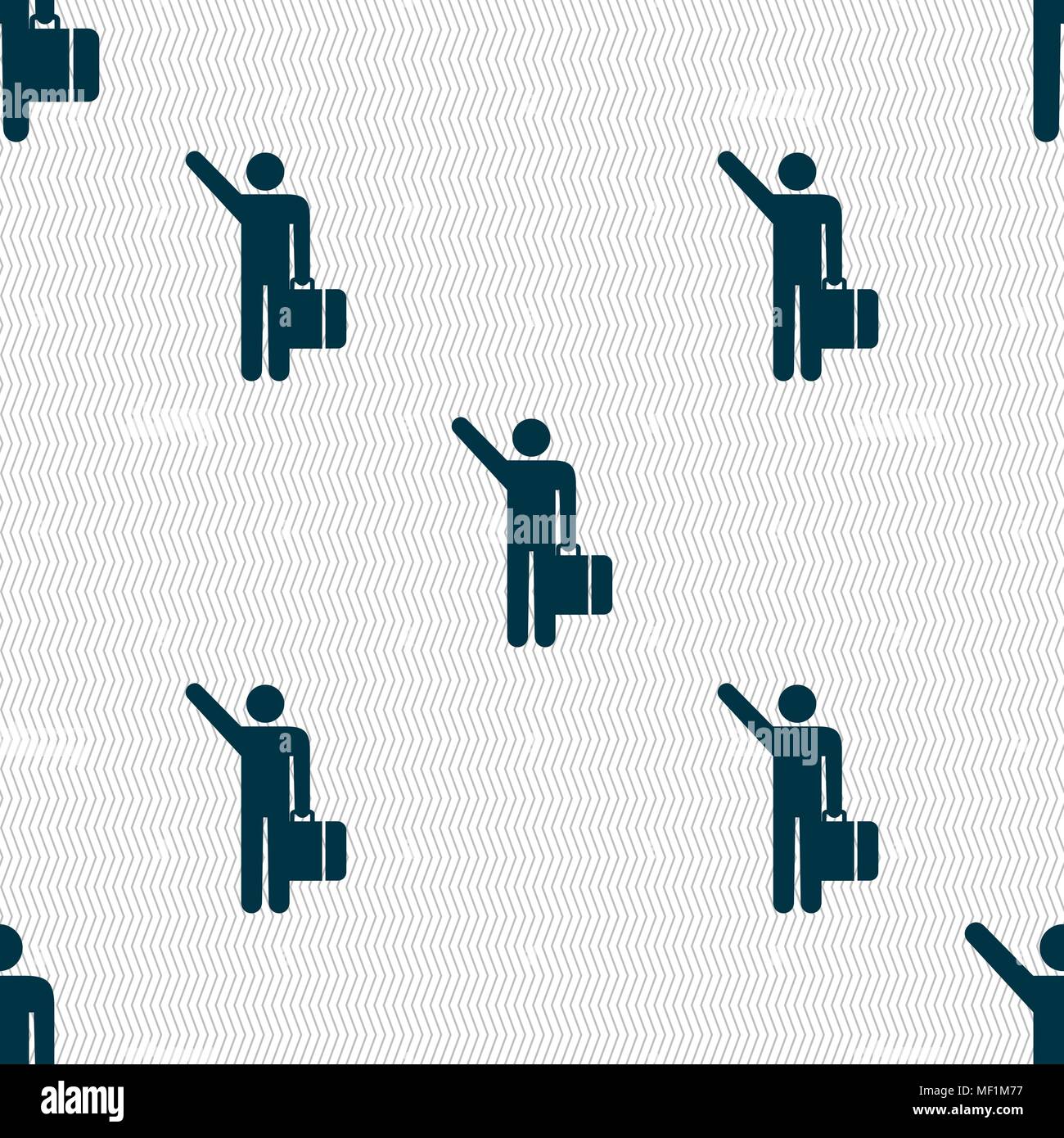 tourist icon sign. Seamless pattern with geometric texture. Vector illustration Stock Vector