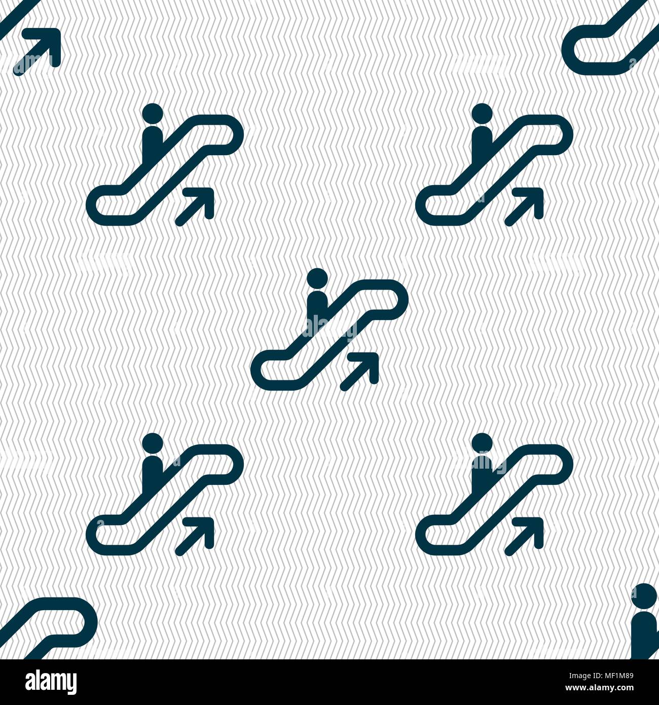 elevator, Escalator, Staircase icon sign. Seamless pattern with geometric texture. Vector illustration Stock Vector