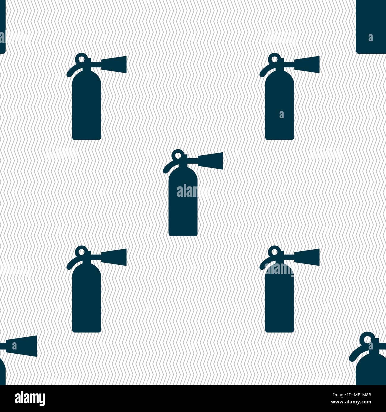 extinguisher icon sign. Seamless pattern with geometric texture. Vector illustration Stock Vector