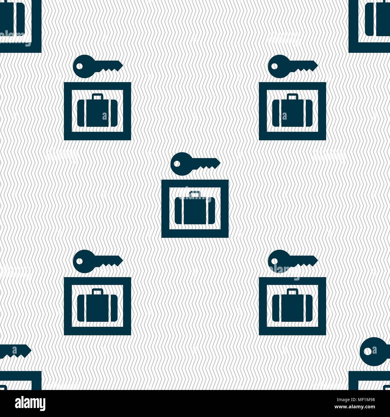 Luggage Storage icon sign. Seamless pattern with geometric texture. Vector illustration Stock Vector