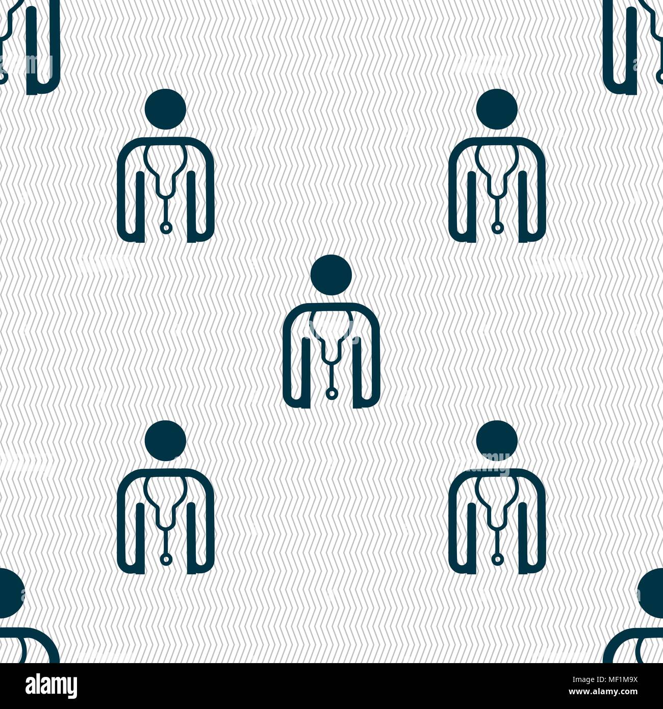 doctor icon sign. Seamless pattern with geometric texture. Vector ...