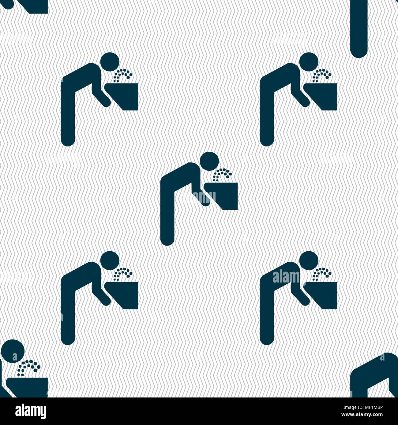drinking fountain icon sign. Seamless pattern with geometric texture. Vector illustration Stock Vector