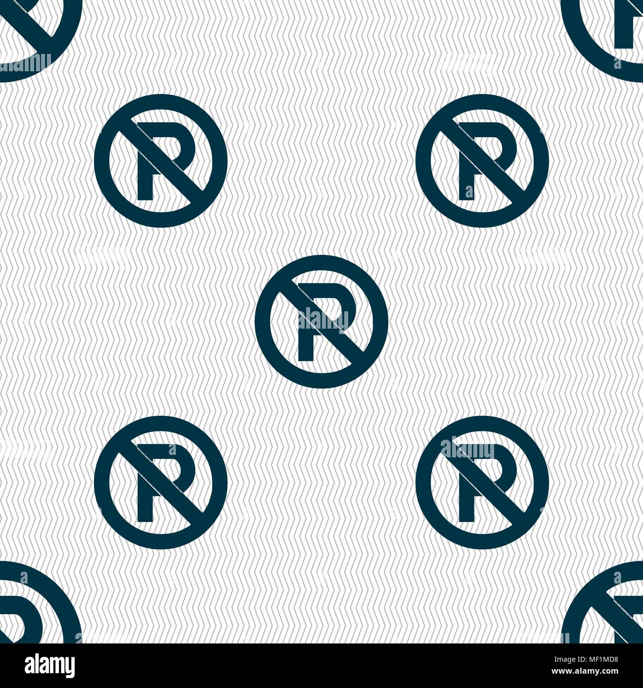 No parking icon sign. Seamless pattern with geometric texture. Vector illustration Stock Vector