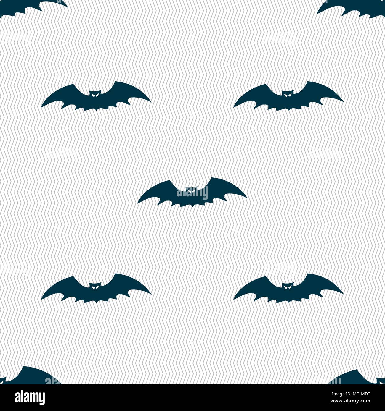 bat icon sign. Seamless pattern with geometric texture. Vector illustration Stock Vector