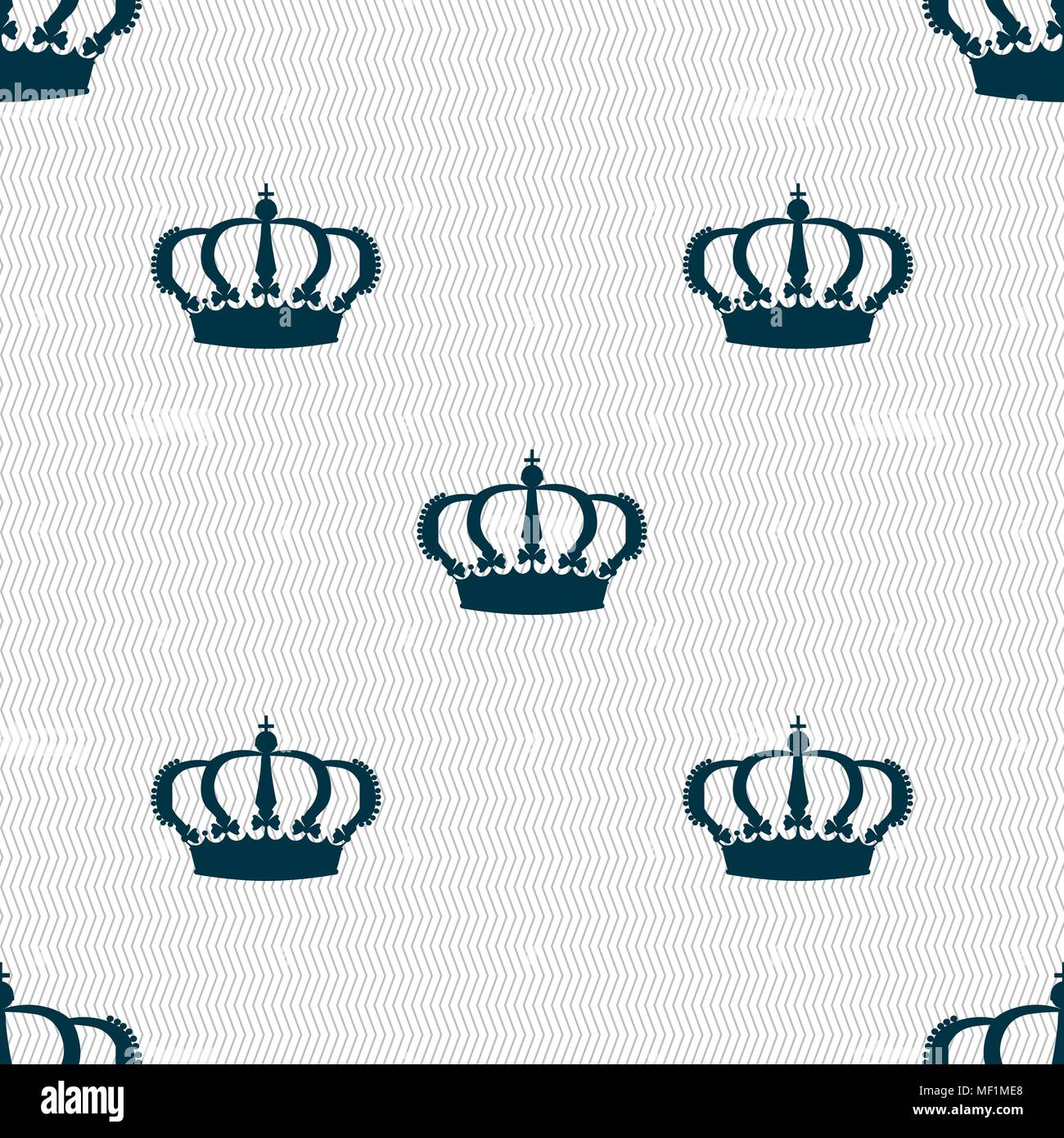 Crown icon sign. Seamless pattern with geometric texture. Vector ...