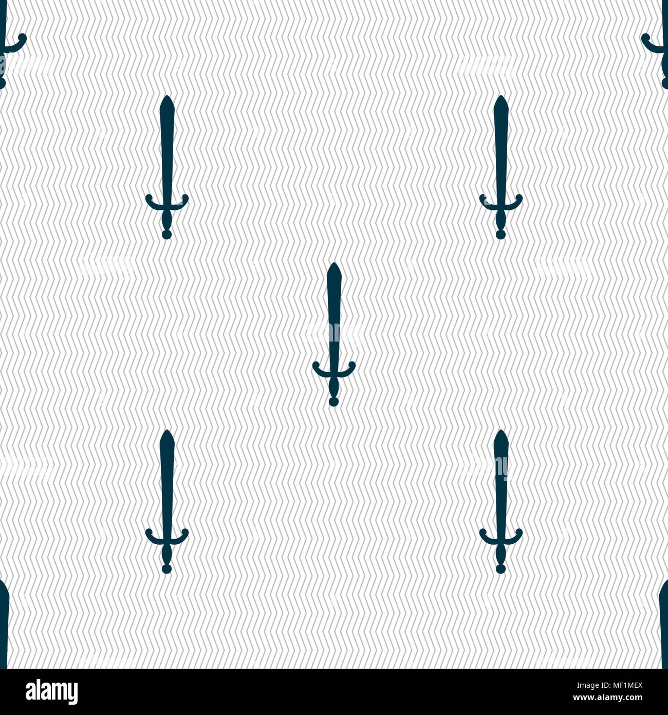 the sword icon sign. Seamless pattern with geometric texture. Vector illustration Stock Vector