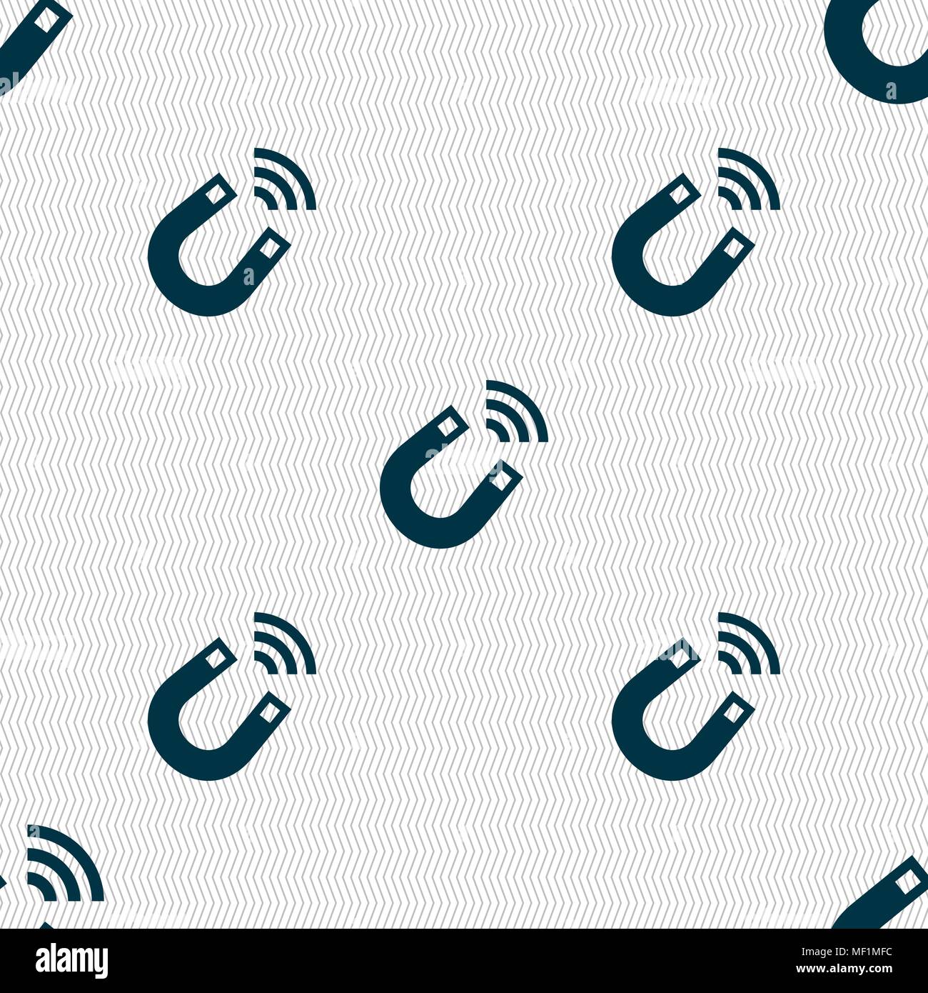 Magnet icon sign. Seamless pattern with geometric texture. Vector ...