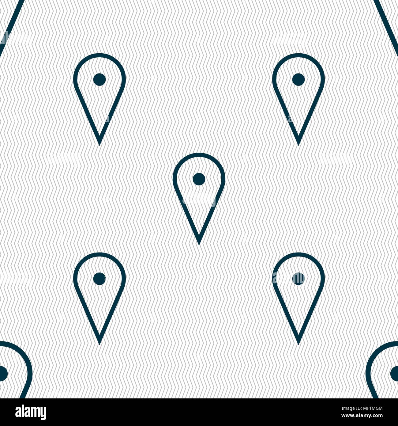 map poiner icon sign. Seamless pattern with geometric texture. Vector illustration Stock Vector