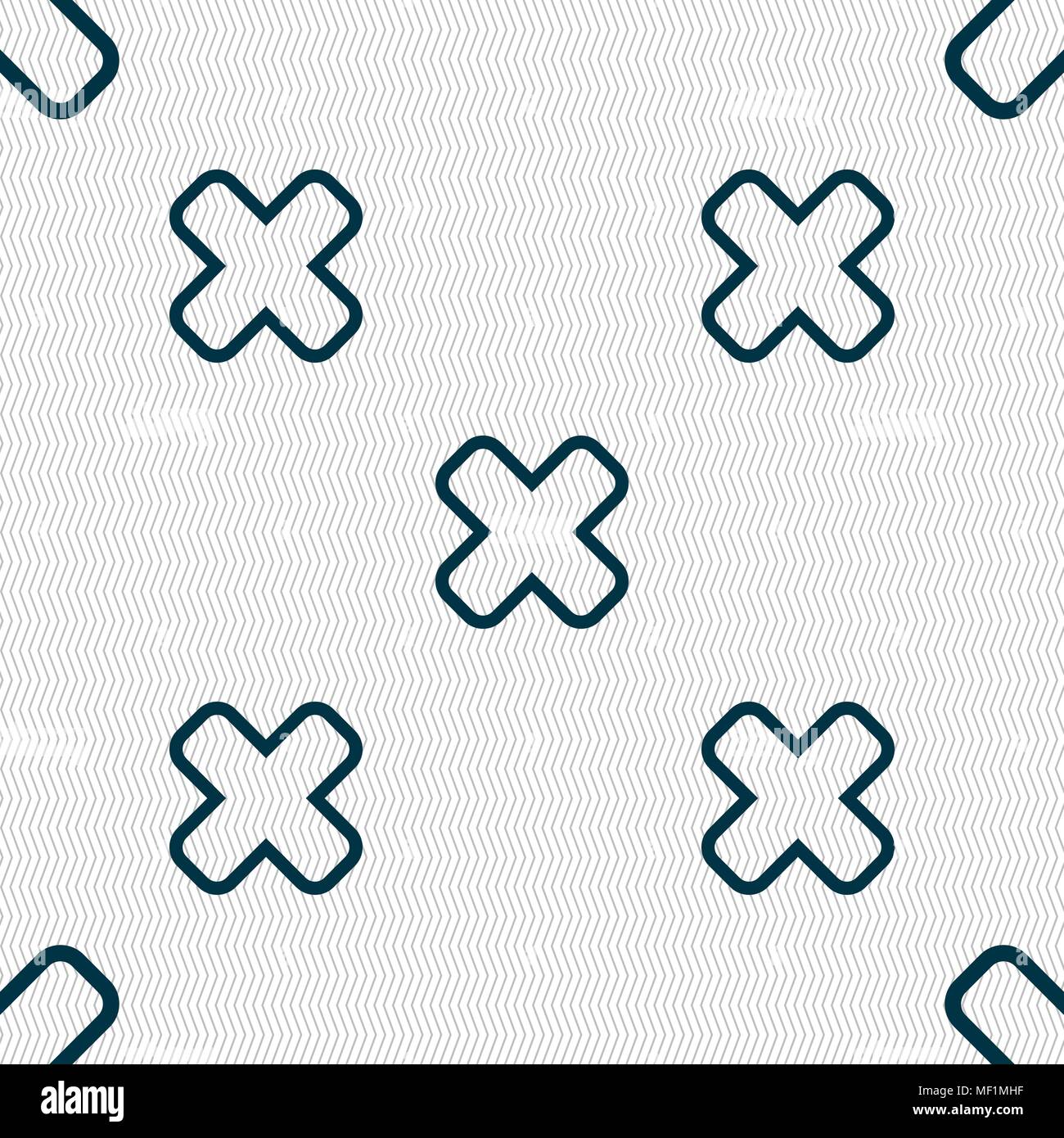 Cancel icon sign. Seamless pattern with geometric texture. Vector illustration Stock Vector