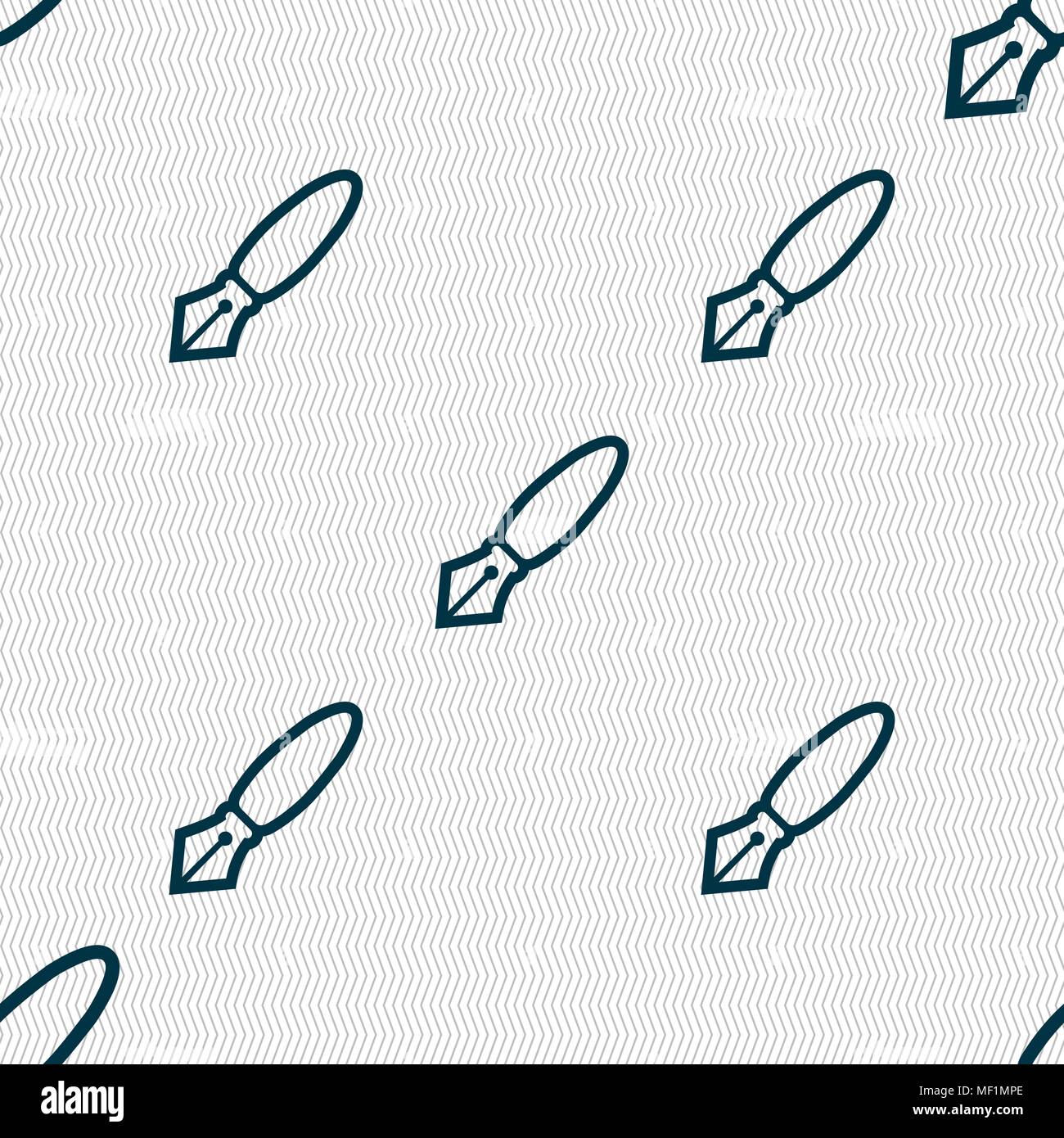 Pen icon sign. Seamless pattern with geometric texture. Vector ...