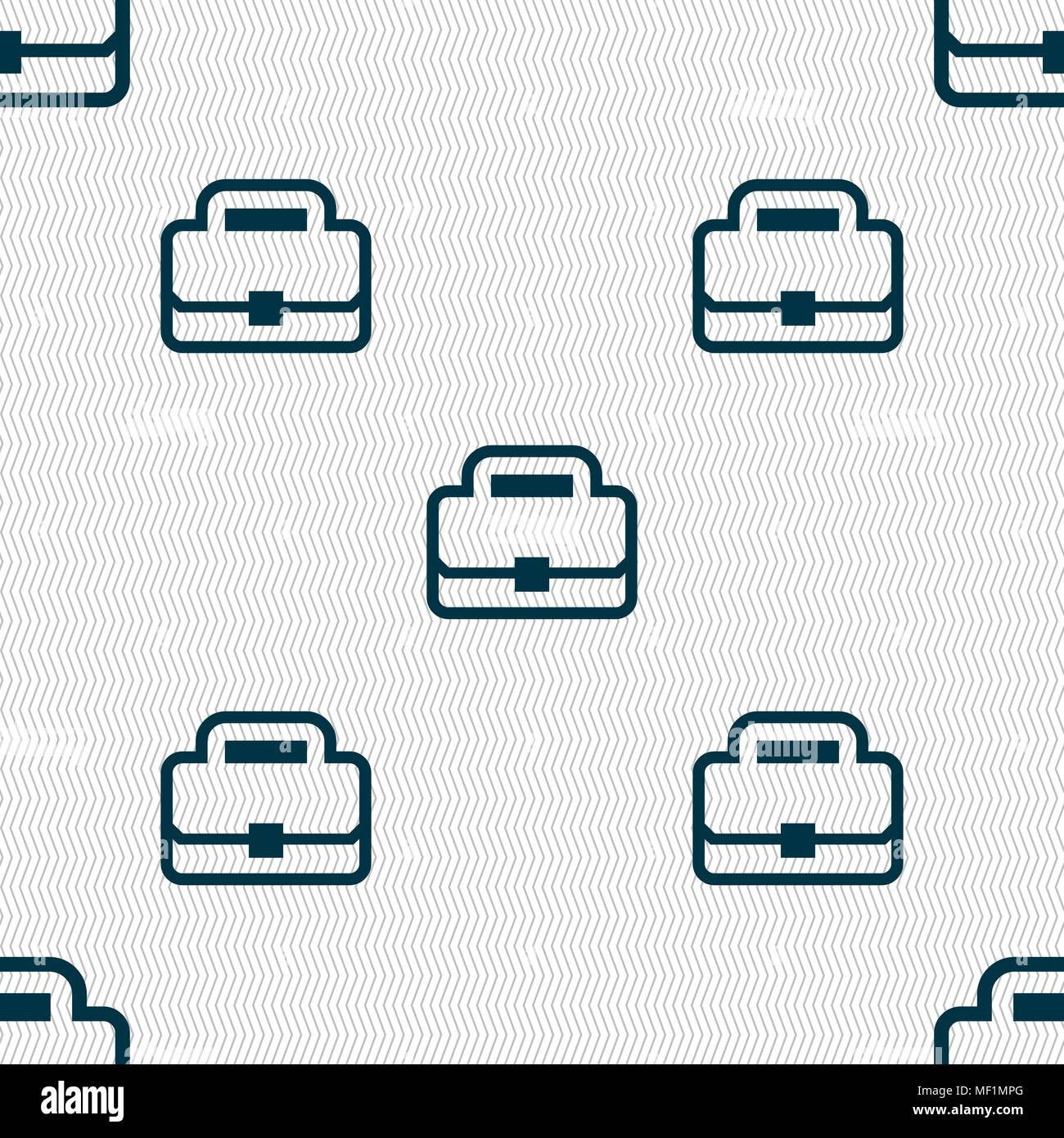 Briefcase icon sign. Seamless pattern with geometric texture. Vector illustration Stock Vector