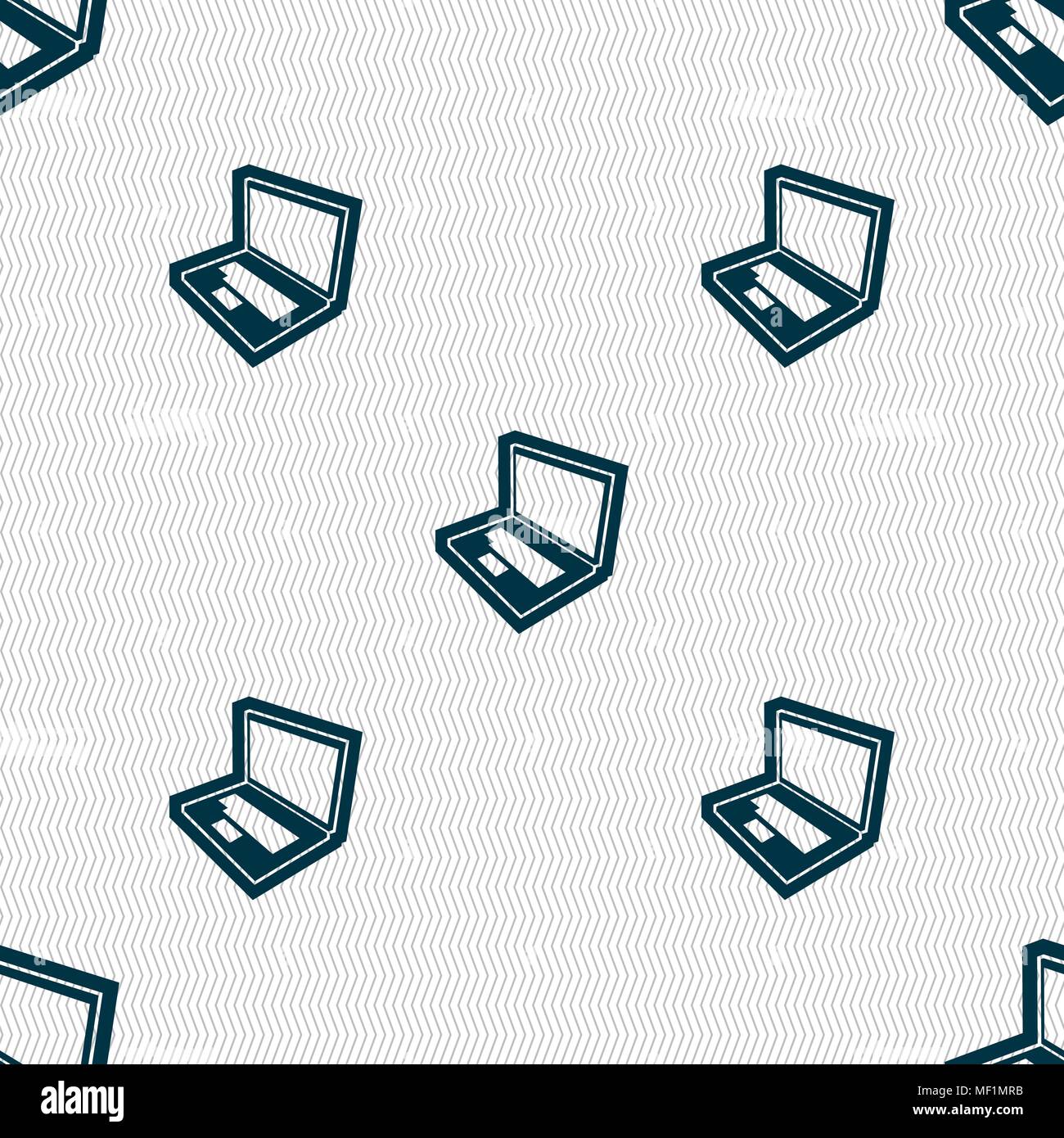 Laptop icon sign. Seamless pattern with geometric texture. Vector illustration Stock Vector