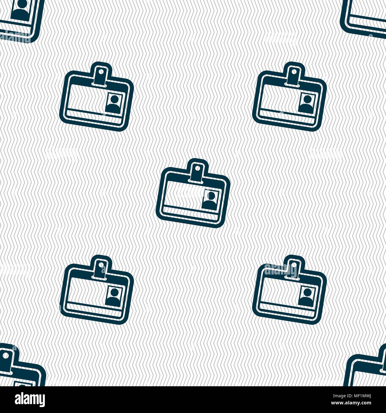 Id card icon sign. Seamless pattern with geometric texture. Vector ...