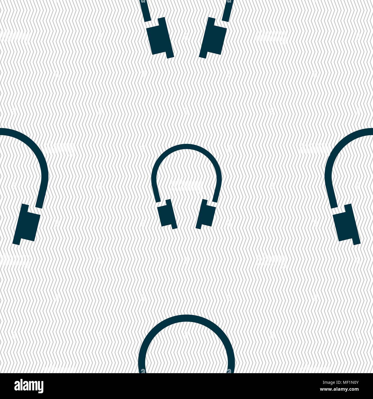 headsets icon sign. Seamless pattern with geometric texture. Vector illustration Stock Vector