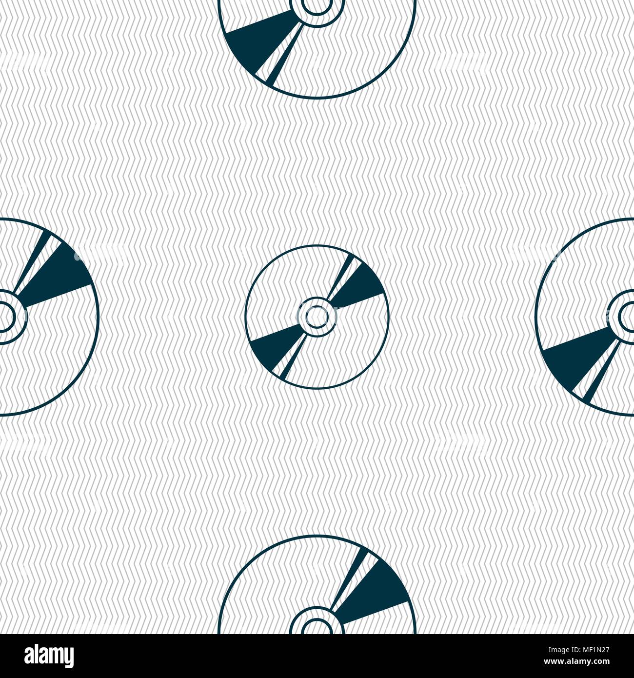 Cd, DVD, compact disk, blue ray icon sign. Seamless pattern with geometric texture. Vector illustration Stock Vector