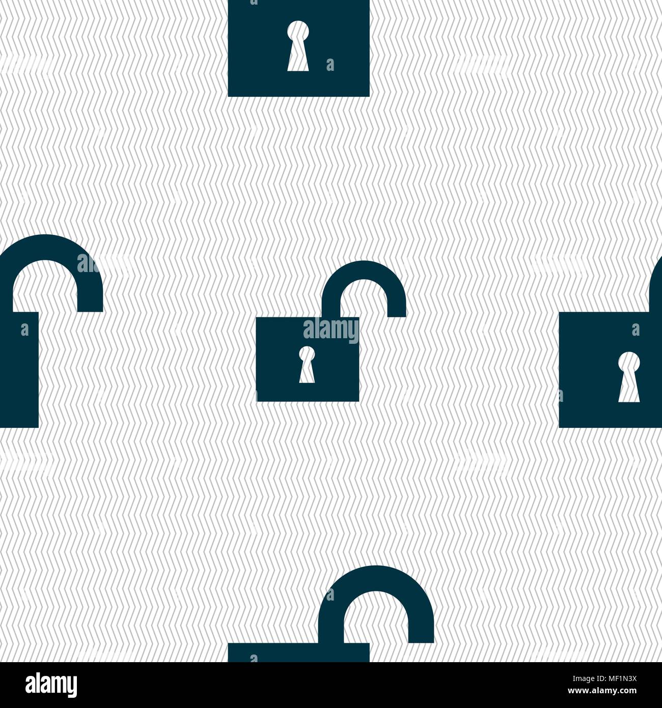 open lock icon sign. Seamless pattern with geometric texture. Vector illustration Stock Vector