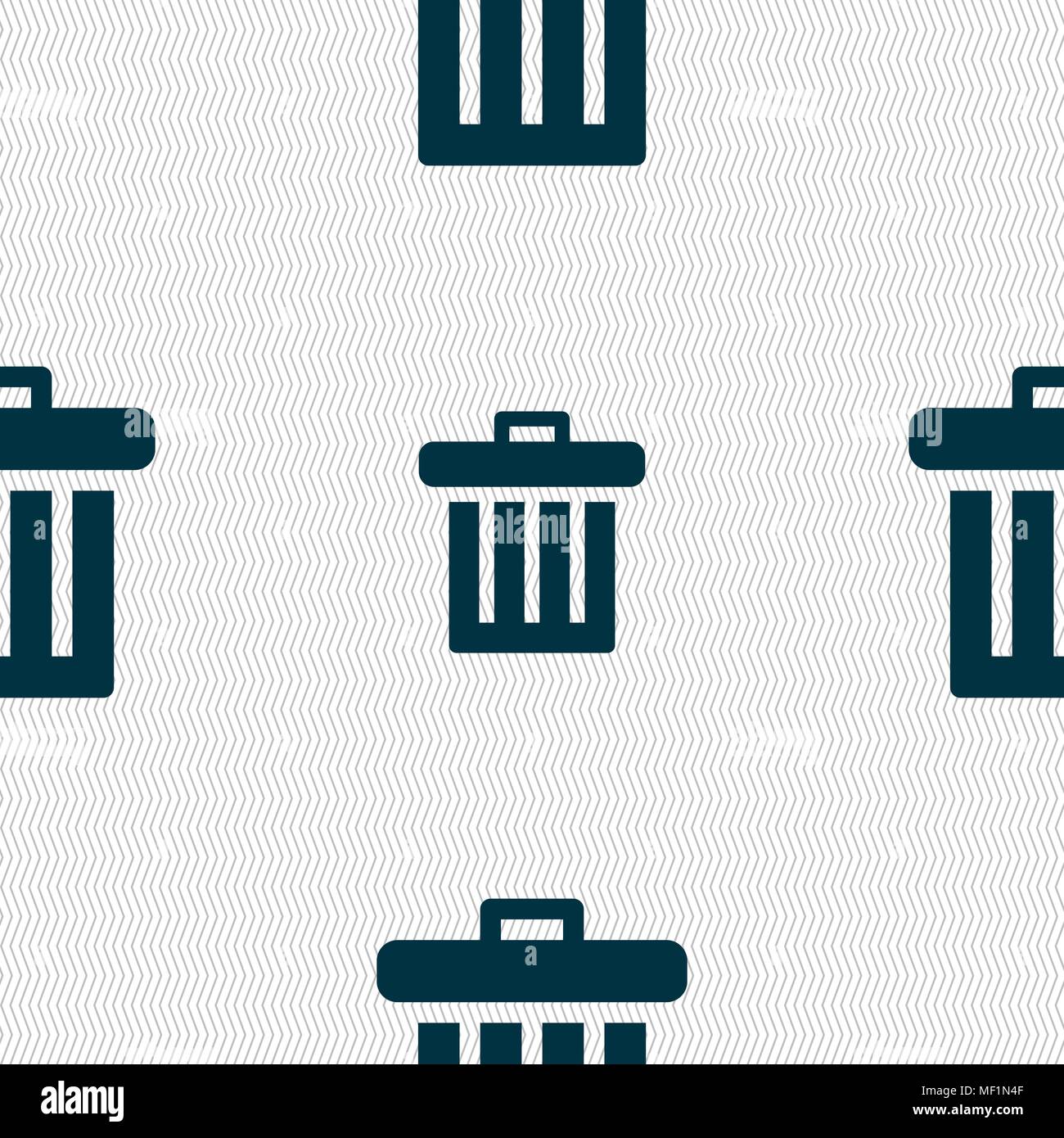 Recycle bin icon sign. Seamless pattern with geometric texture. Vector illustration Stock Vector