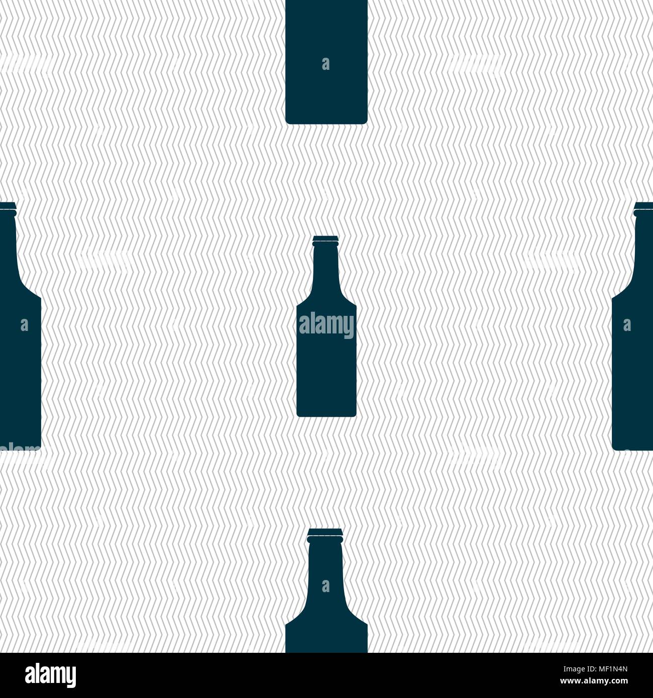 bottle icon sign. Seamless pattern with geometric texture. Vector illustration Stock Vector