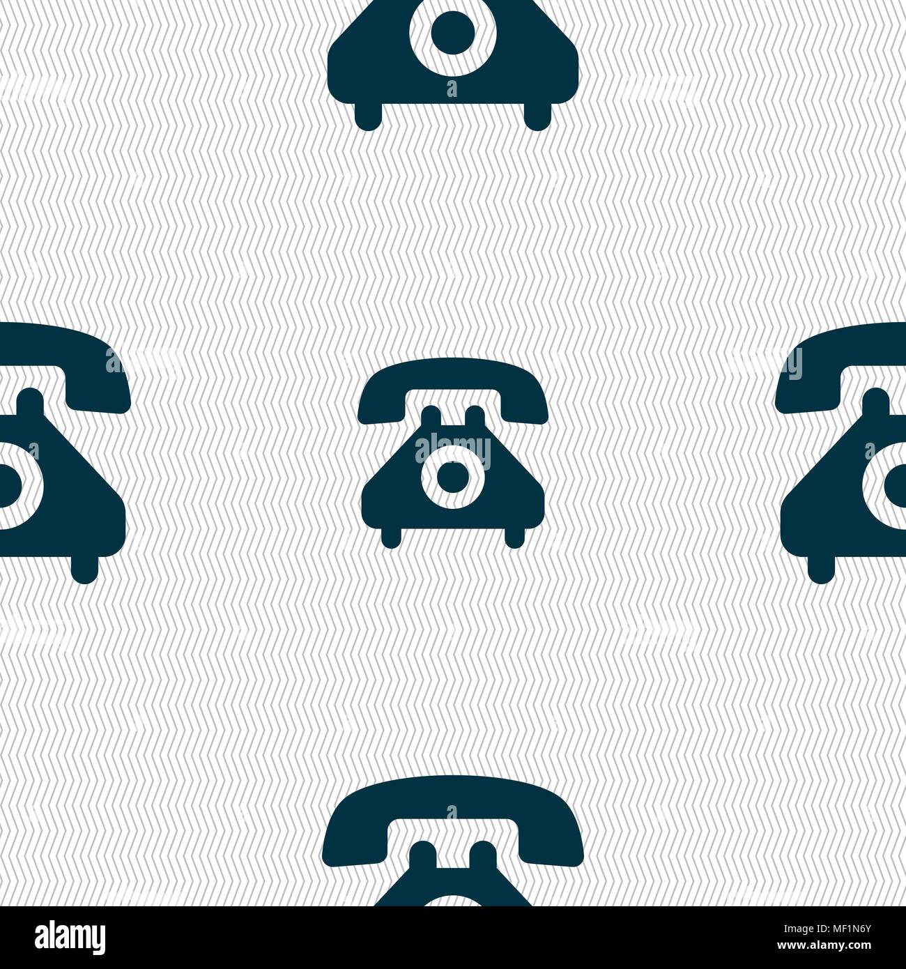 retro telephone handset icon sign. Seamless pattern with geometric ...