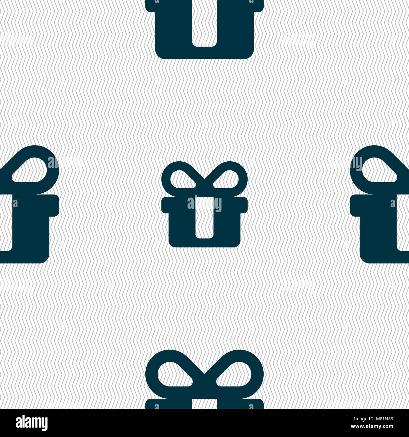 gift icon sign. Seamless pattern with geometric texture. Vector illustration Stock Vector