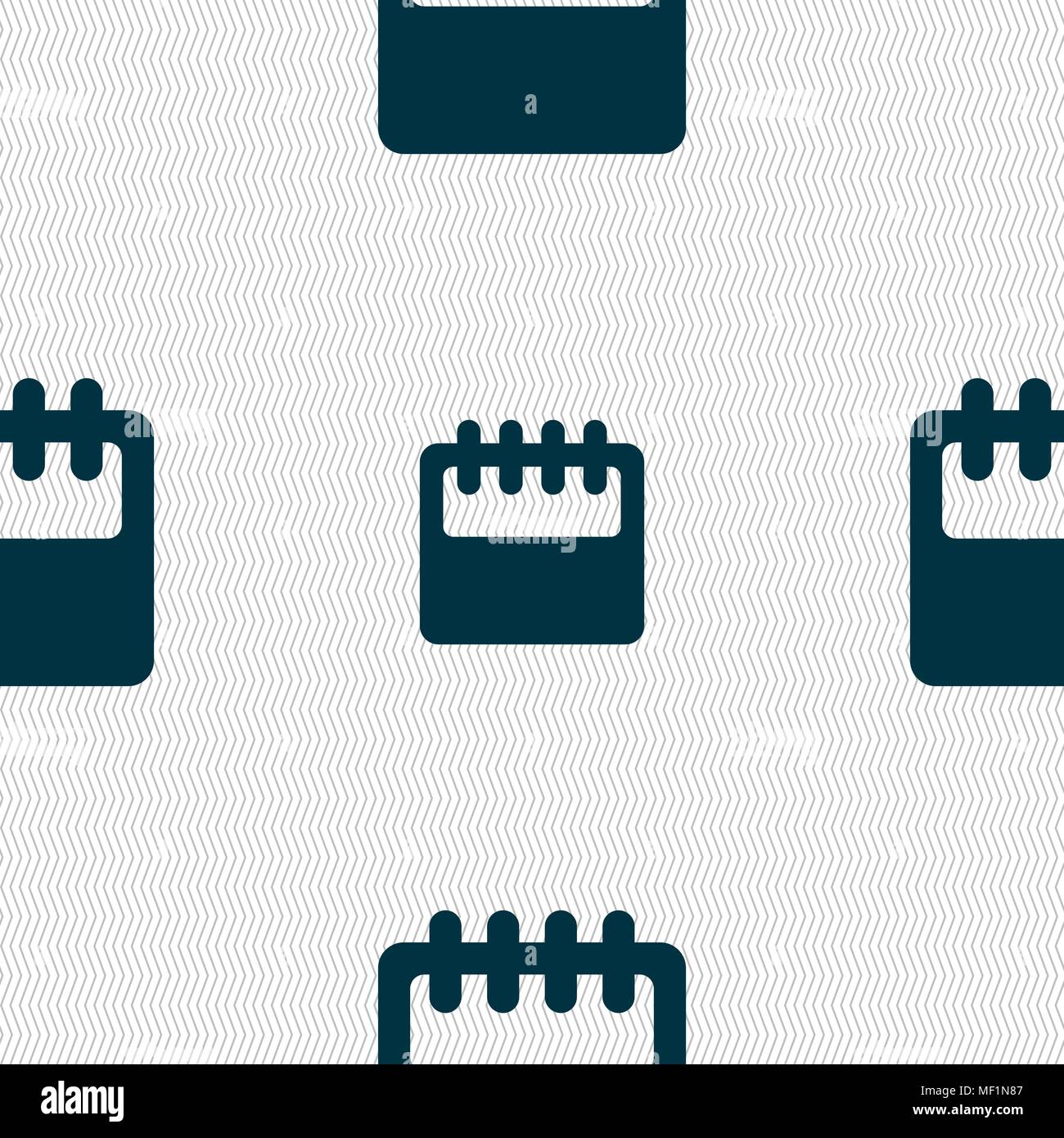 Notepad, calendar icon sign. Seamless pattern with geometric texture. Vector illustration Stock Vector