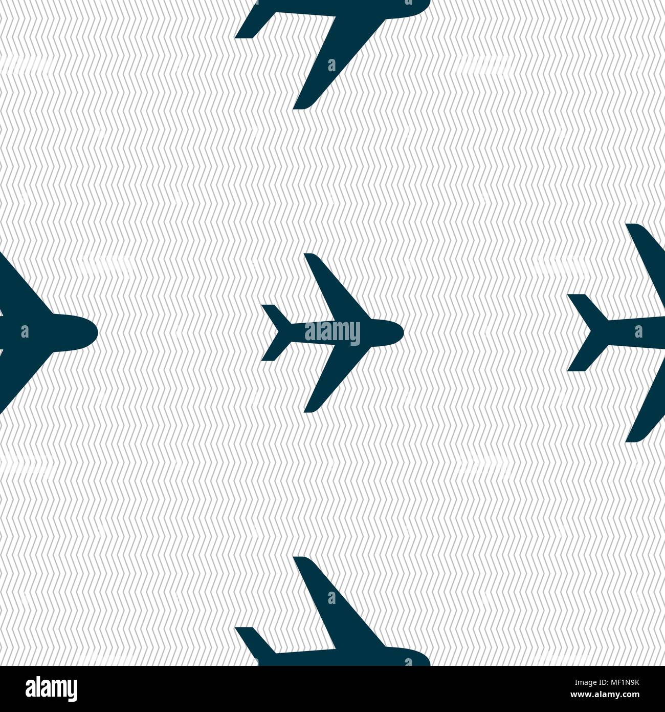 Plane icon sign. Seamless pattern with geometric texture. Vector illustration Stock Vector