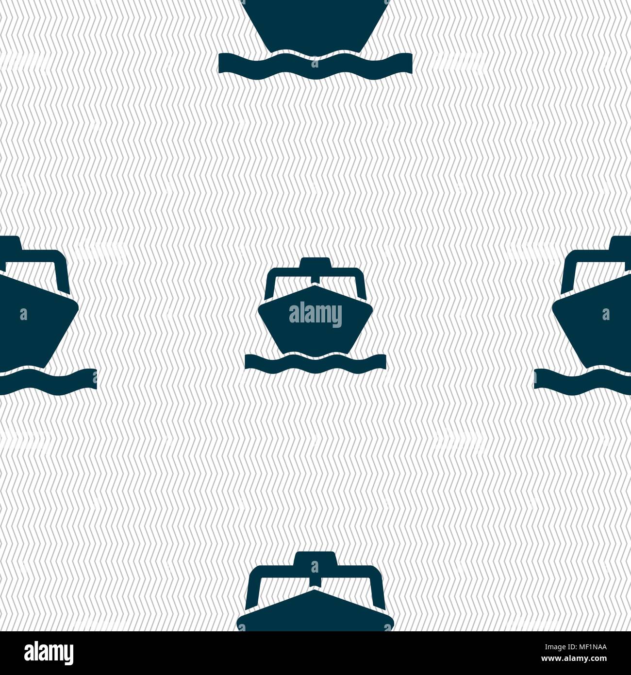 the boat icon sign. Seamless pattern with geometric texture. Vector illustration Stock Vector