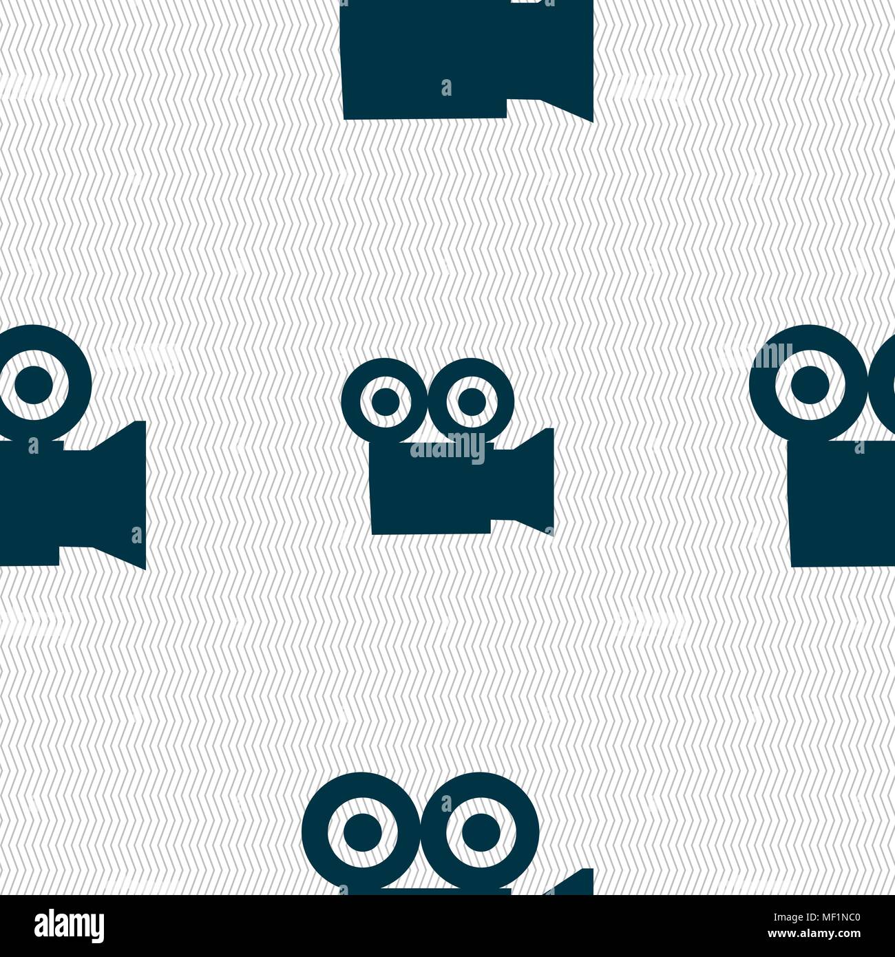 video camera icon sign. Seamless pattern with geometric texture. Vector illustration Stock Vector
