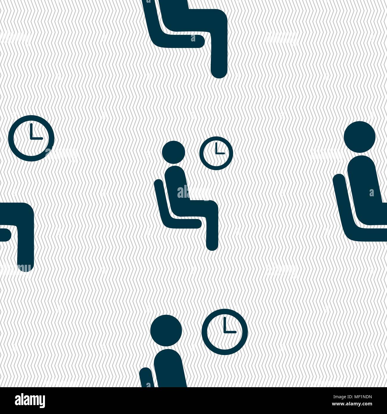waiting icon sign. Seamless pattern with geometric texture. Vector illustration Stock Vector