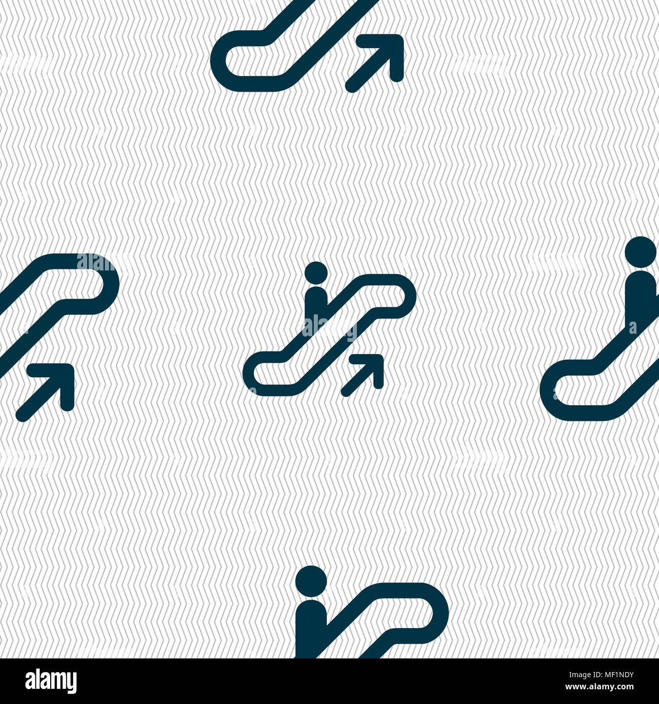 elevator, Escalator, Staircase icon sign. Seamless pattern with geometric texture. Vector illustration Stock Vector