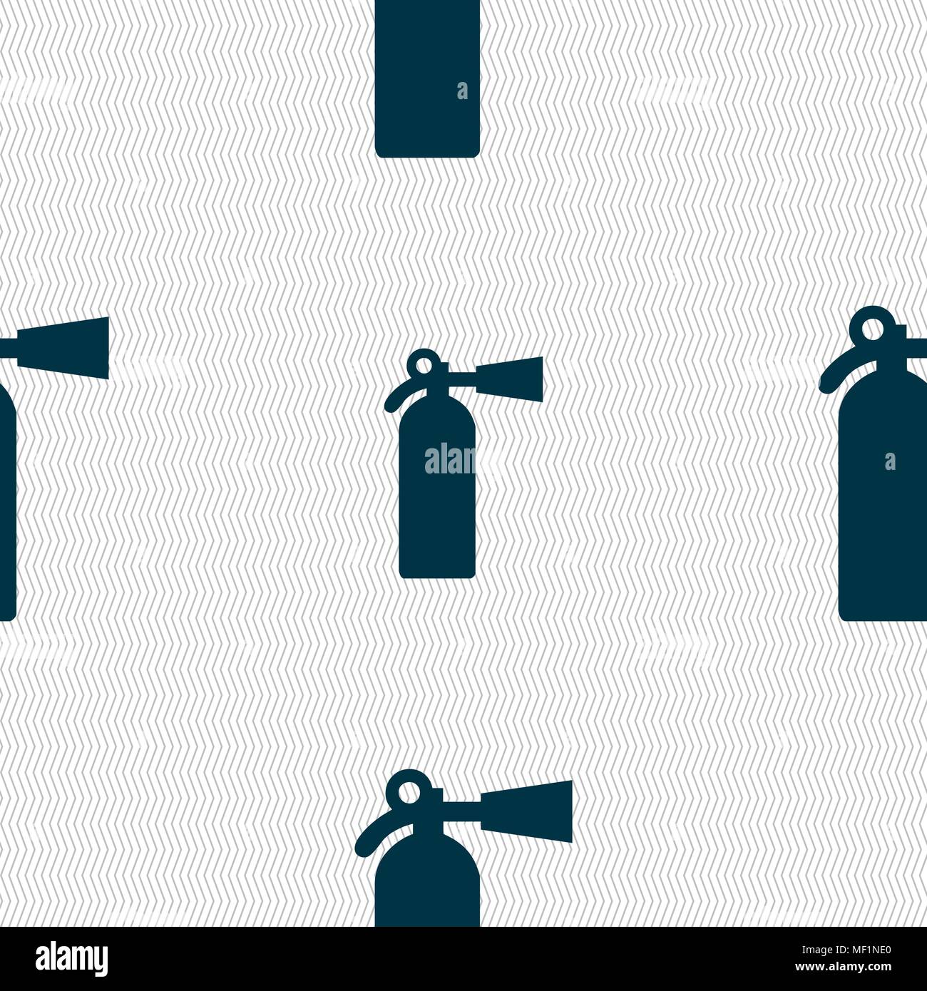 extinguisher icon sign. Seamless pattern with geometric texture. Vector illustration Stock Vector