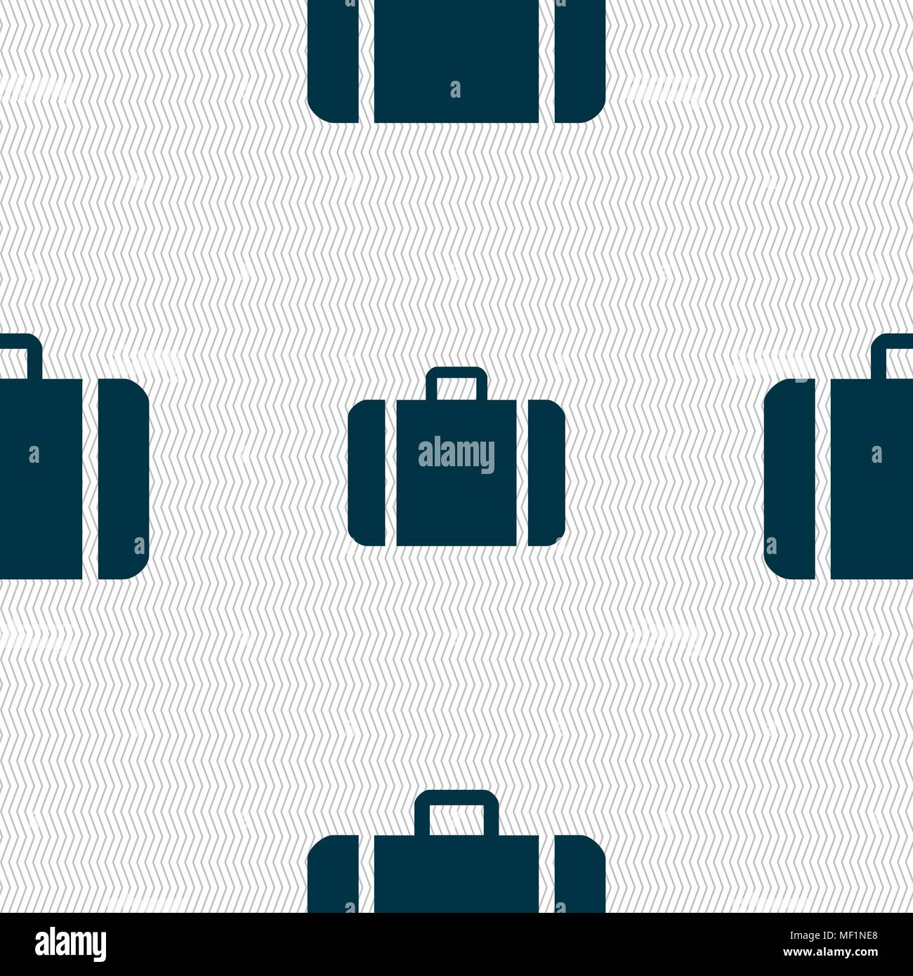 suitcase icon sign. Seamless pattern with geometric texture. Vector illustration Stock Vector