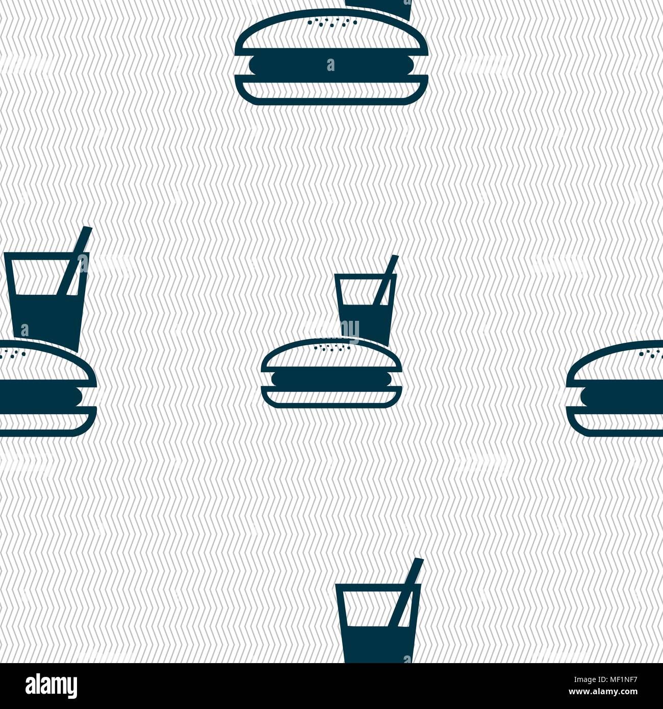 lunch box icon sign. Seamless pattern with geometric texture. Vector illustration Stock Vector