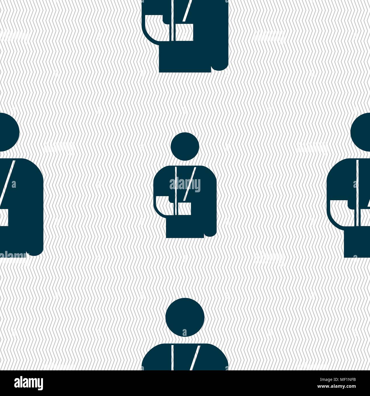 broken arm, disability icon sign. Seamless pattern with geometric texture. Vector illustration Stock Vector