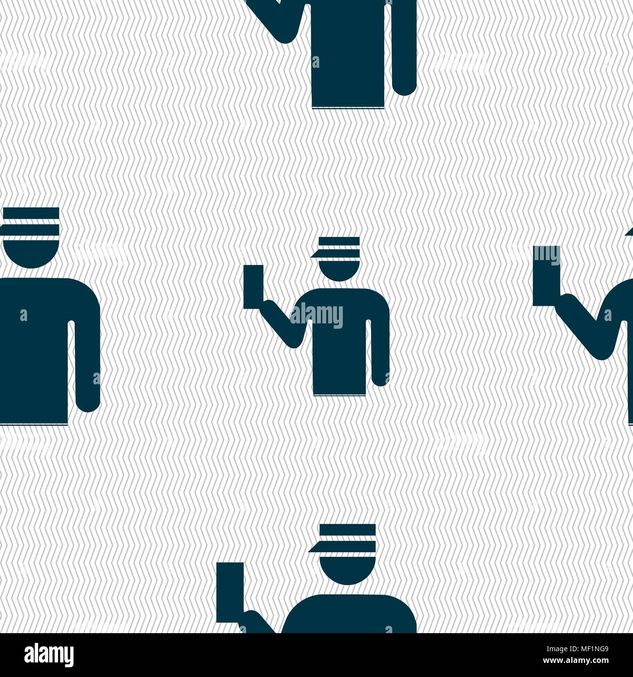 Inspector icon sign. Seamless pattern with geometric texture. Vector illustration Stock Vector