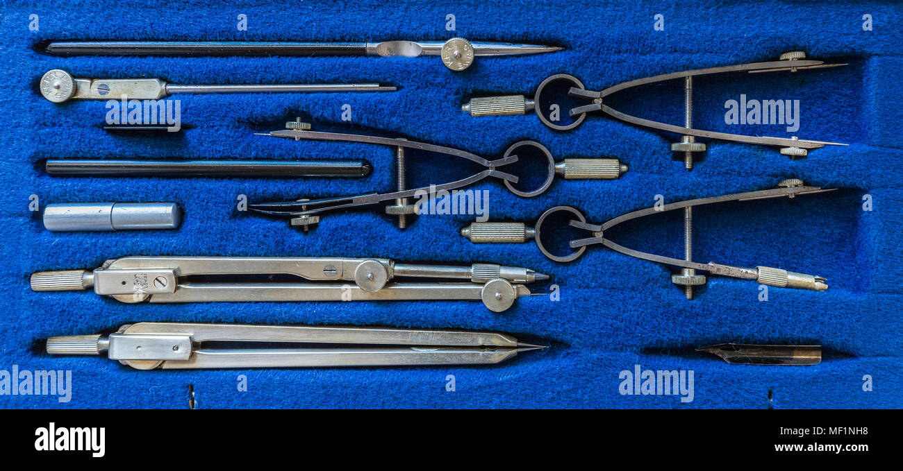antique drafting tools set Stock Photo - Alamy