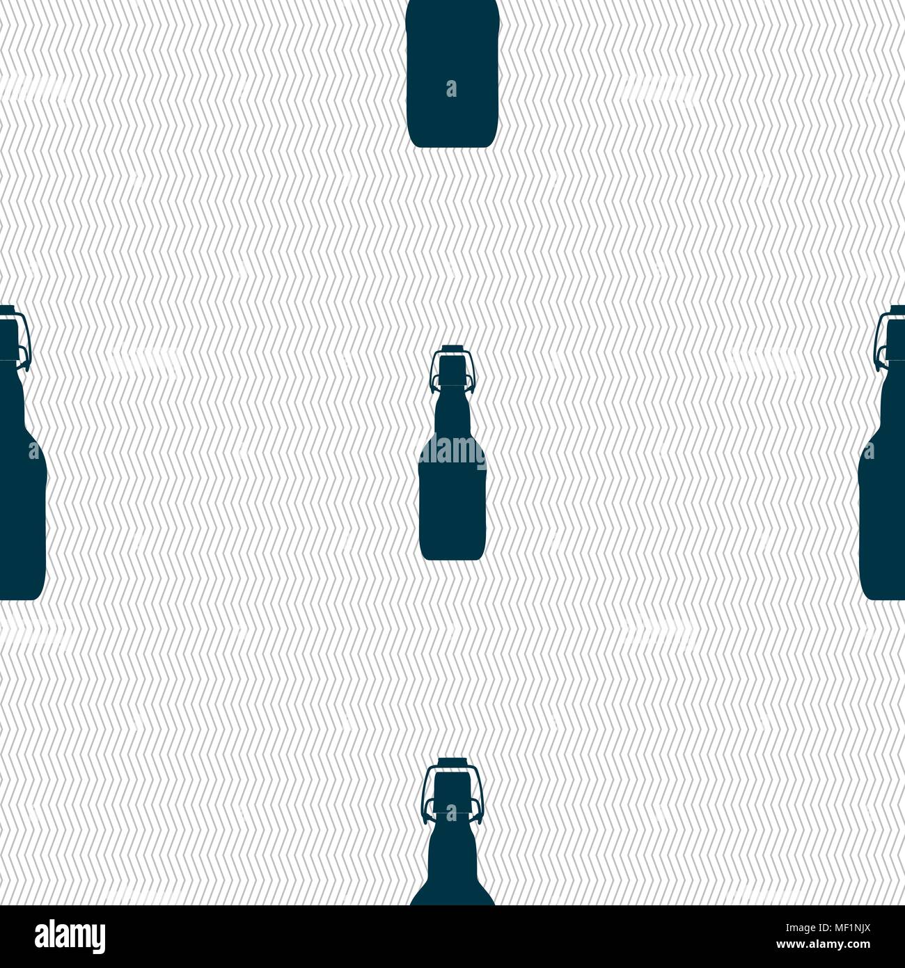 bottle icon sign. Seamless pattern with geometric texture. Vector illustration Stock Vector