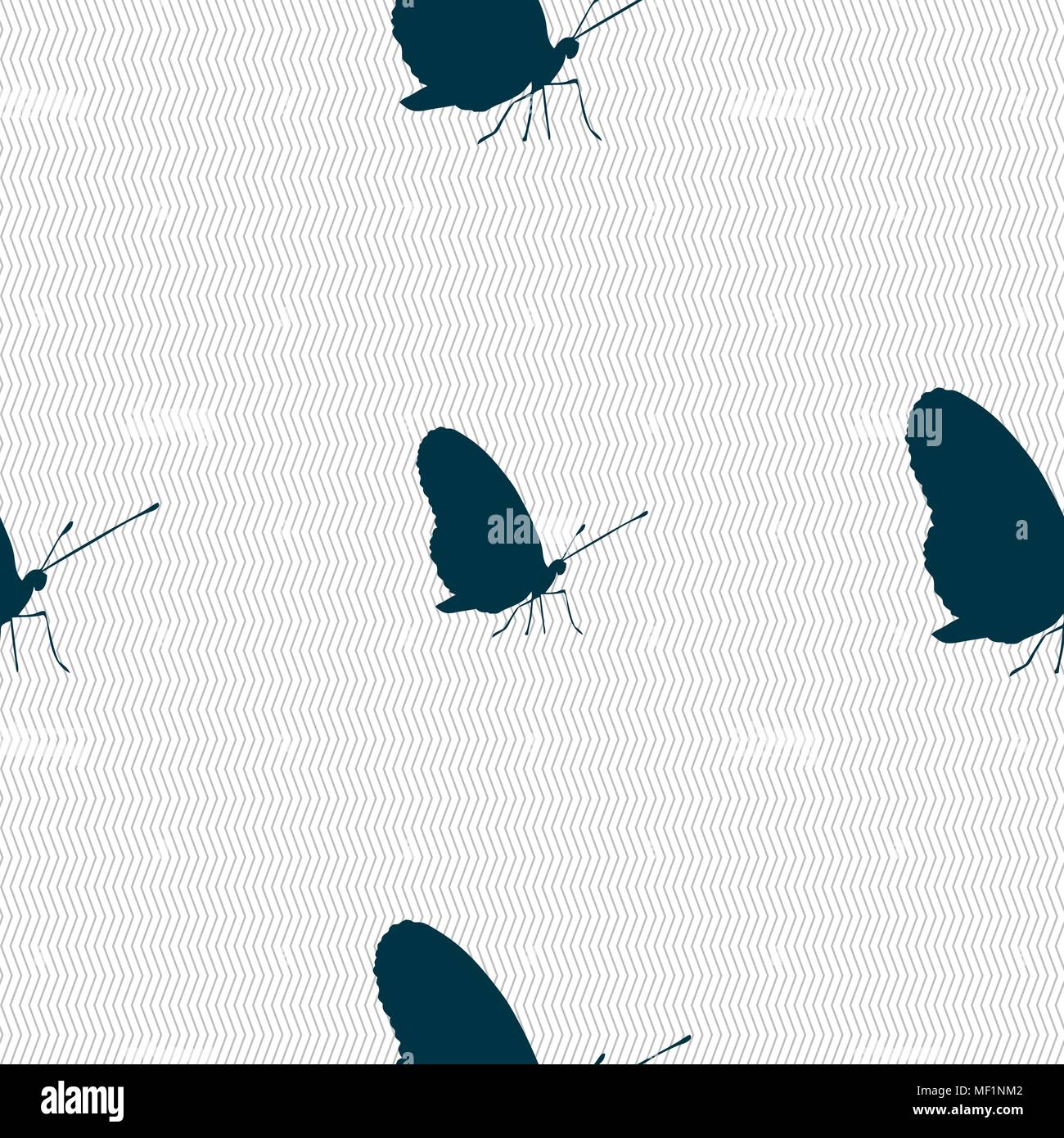 butterfly icon sign. Seamless pattern with geometric texture. Vector illustration Stock Vector