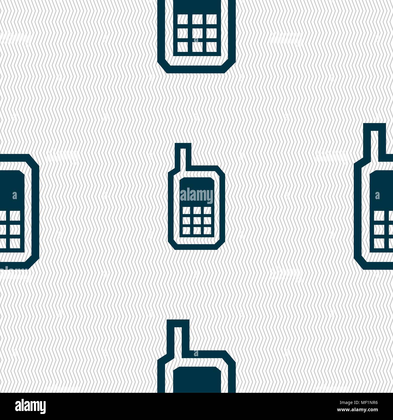 Mobile phone icon sign. Seamless pattern with geometric texture. Vector ...