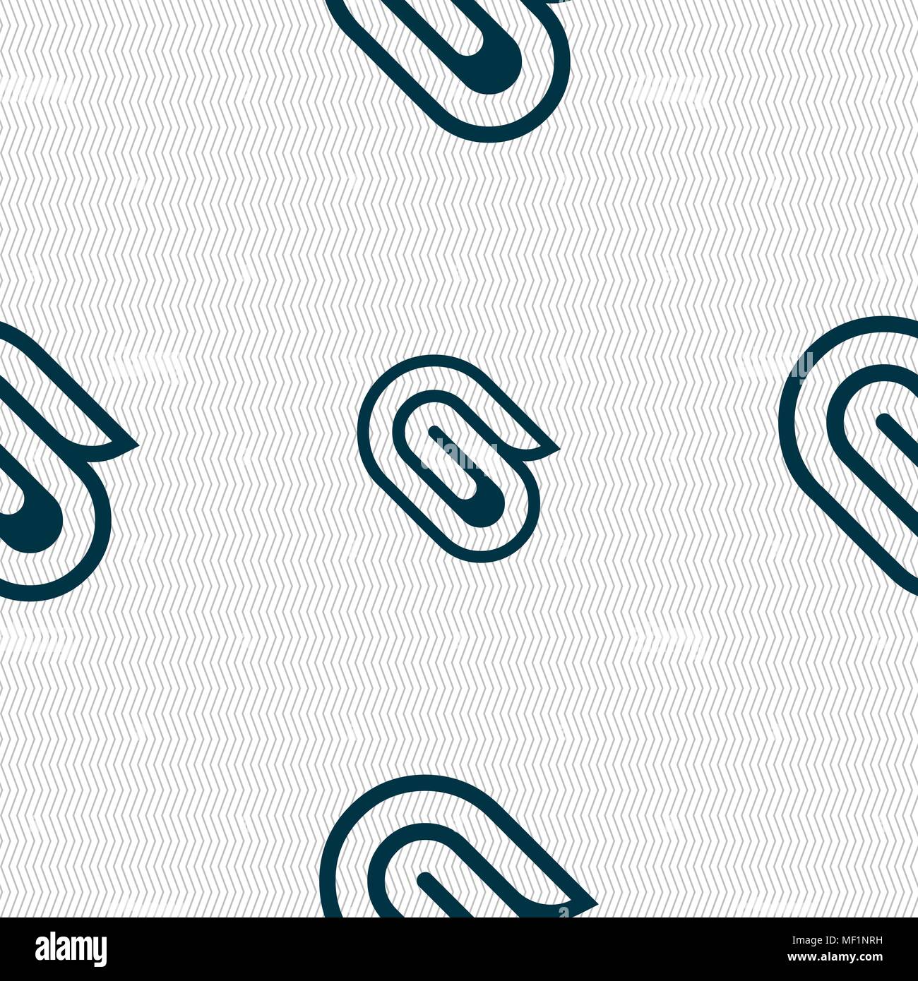paper clip icon sign. Seamless pattern with geometric texture. Vector illustration Stock Vector