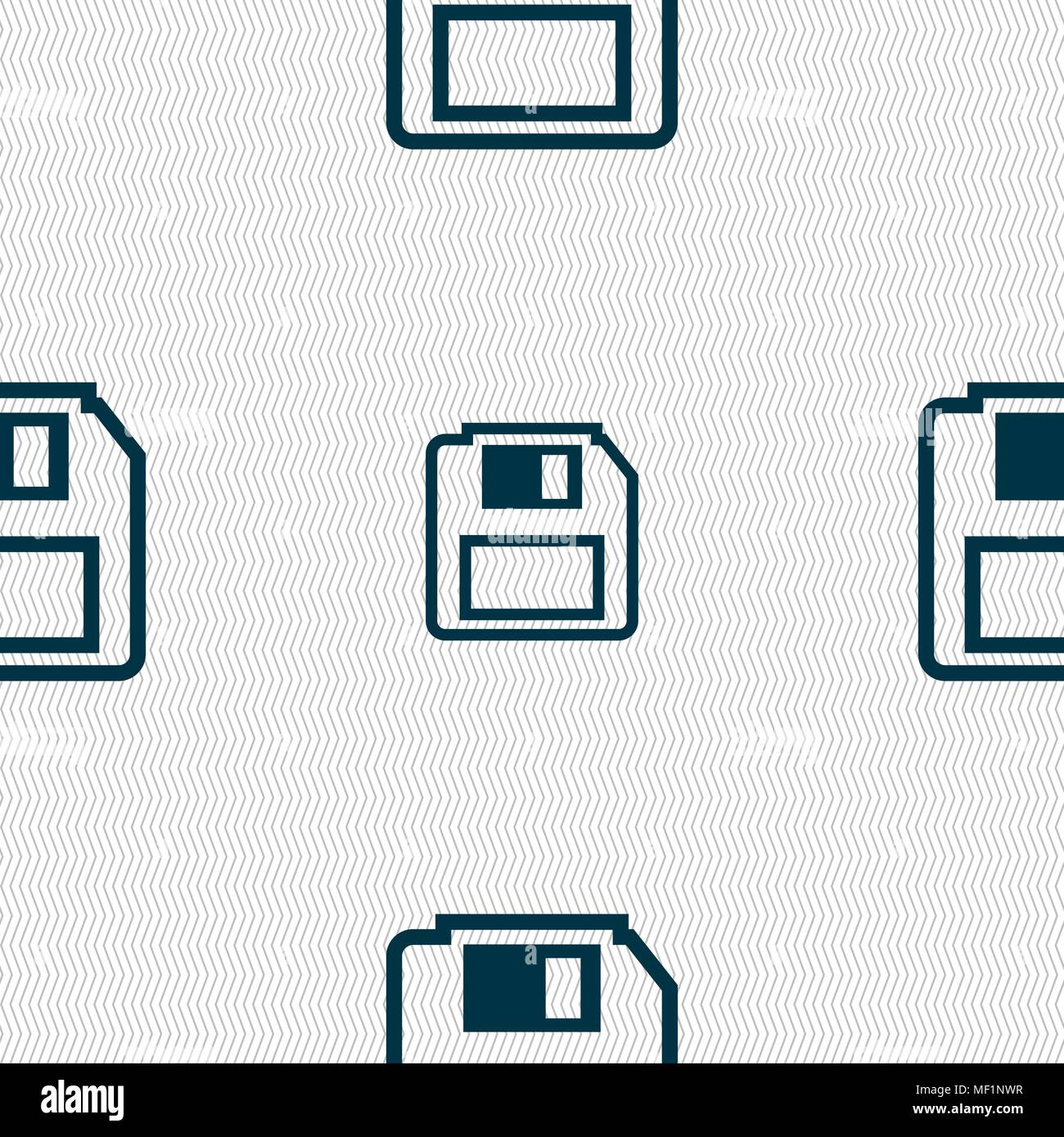 floppy disk icon sign. Seamless pattern with geometric texture. Vector illustration Stock Vector