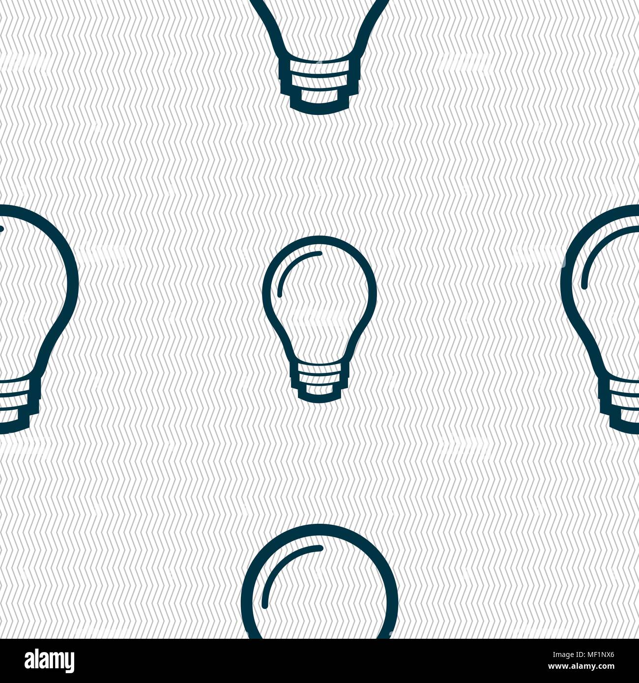 Light bulb icon sign. Seamless pattern with geometric texture. Vector illustration Stock Vector