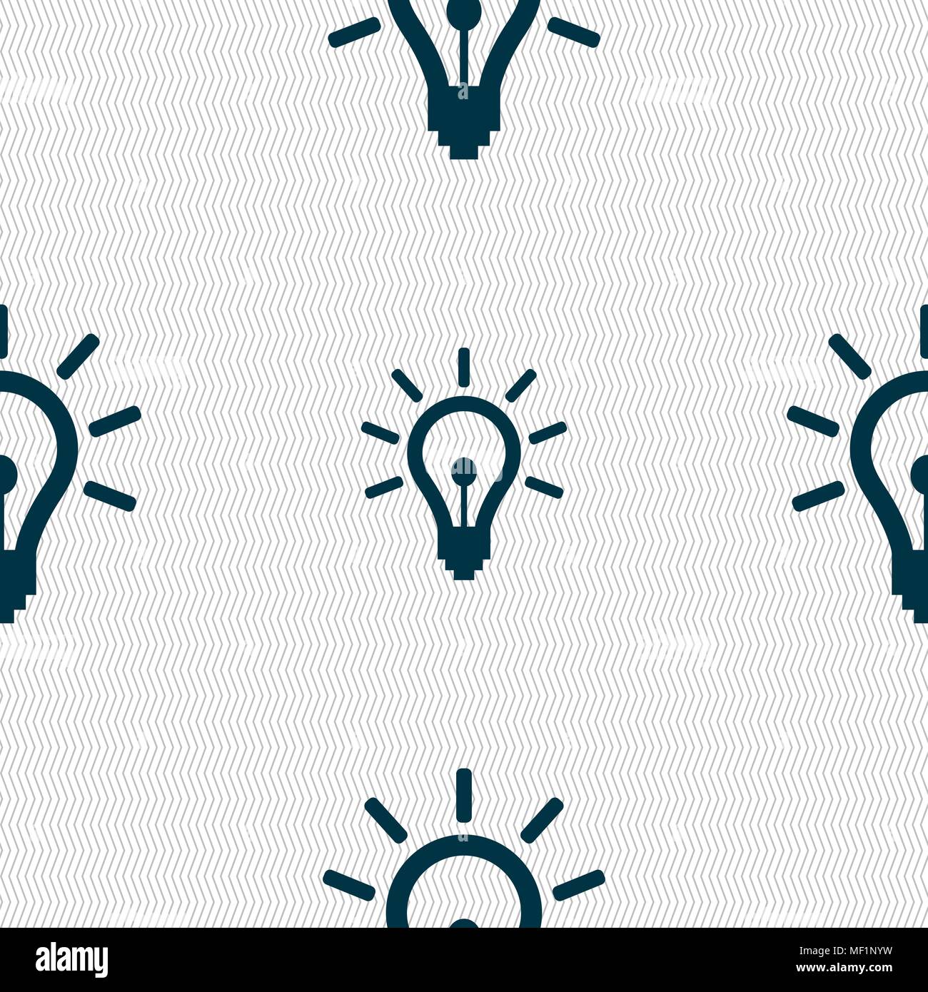 Light bulb icon sign. Seamless pattern with geometric texture. Vector illustration Stock Vector