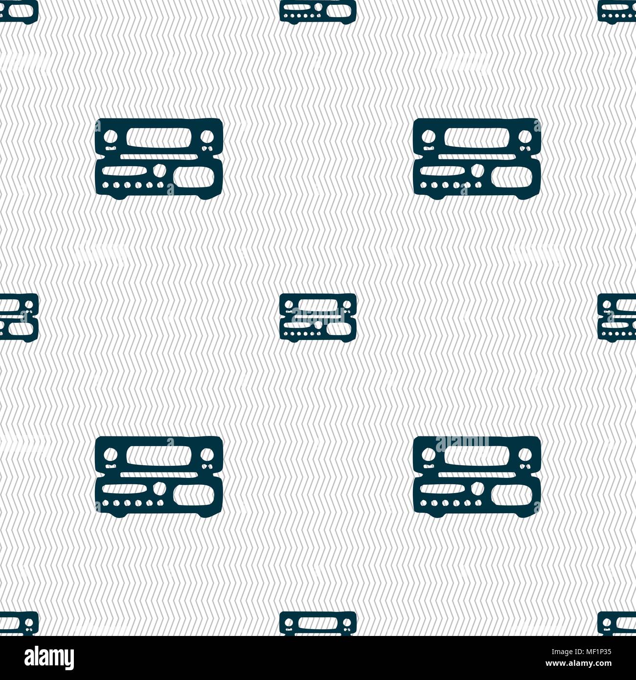 radio, receiver, amplifier icon sign. Seamless pattern with geometric texture. Vector illustration Stock Vector