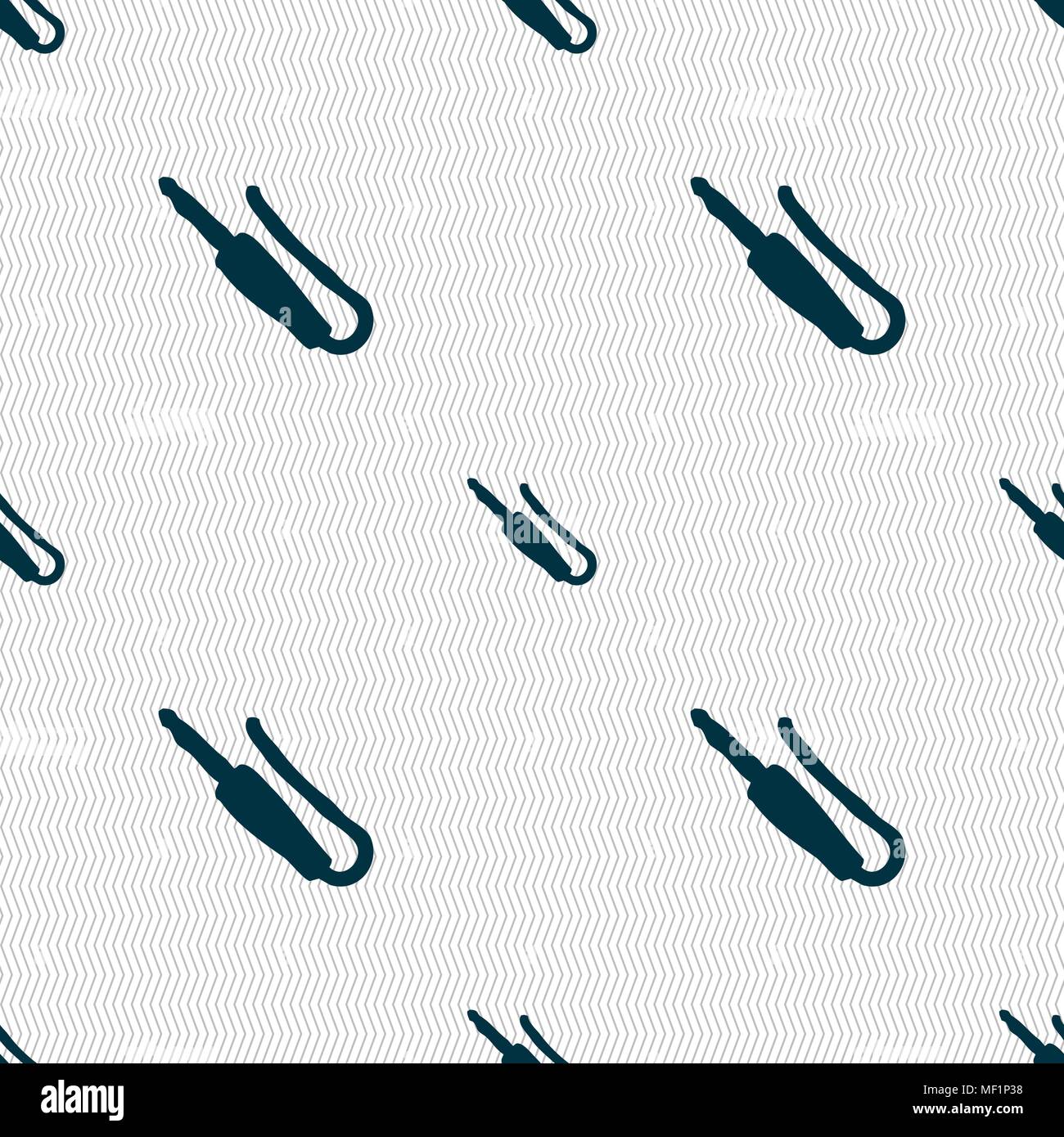 plug, mini jack icon sign. Seamless pattern with geometric texture. Vector illustration Stock Vector