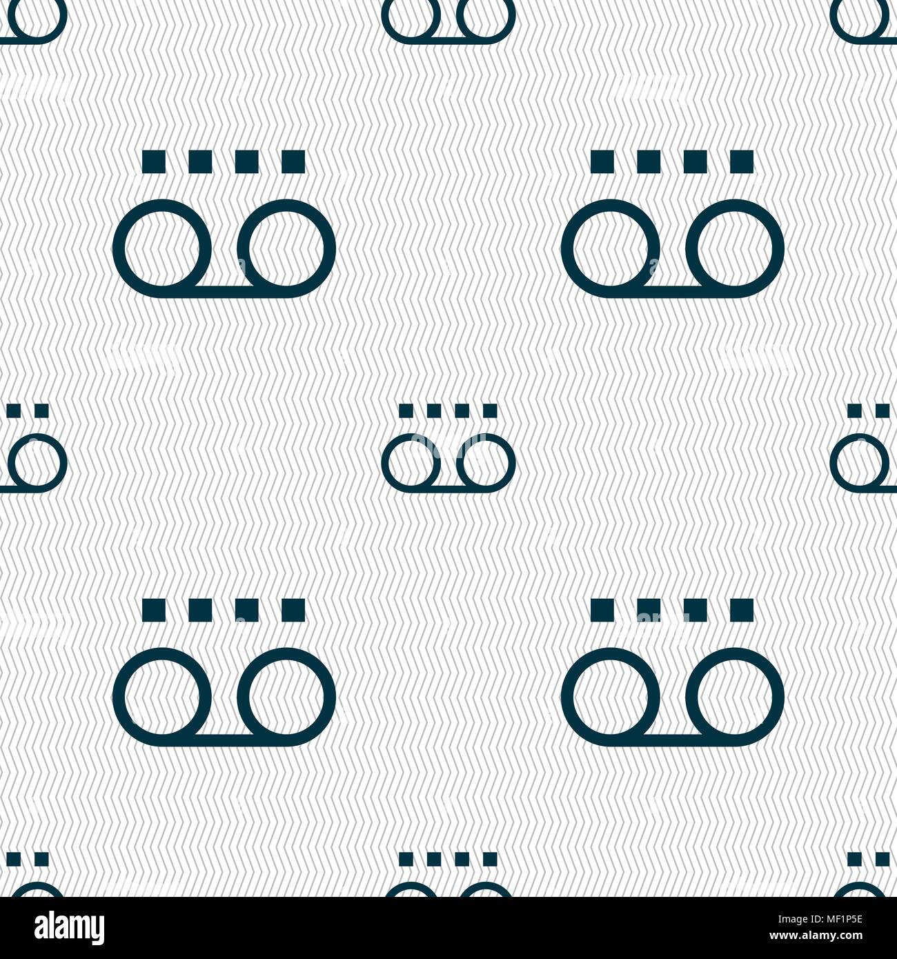 audio cassette icon sign. Seamless pattern with geometric texture. Vector illustration Stock Vector